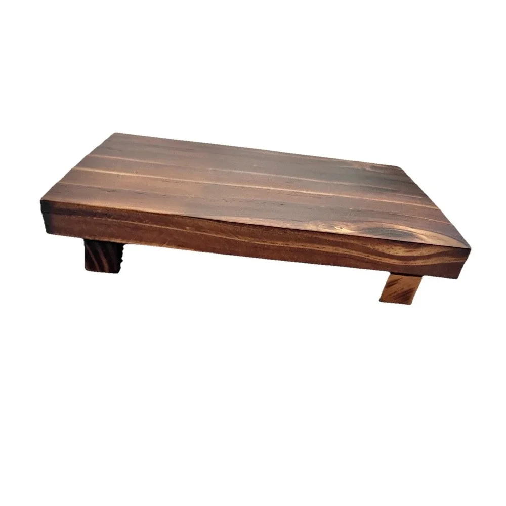 Pedestal Stand Rise Wood Kitchen Counter Tray House Plant Accessory Home Decor